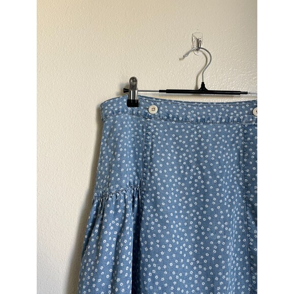 Madewell Shirred Wrap Mini Skirt in Indigo Ditsy Daisy Size US 10 - Picture 2 of 6